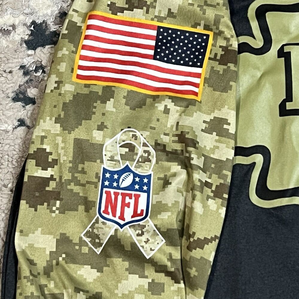 Nike DRI Fit On Field Chiefs Salute to Service Shirt Women Sz L Camo NFL Tee - Picture 4 of 10